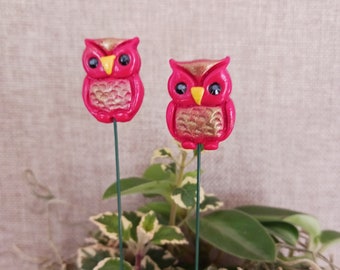 Decorative Plant Marker, Owl Plant Stake, Owl Plant Decoration, Plant Pal, Gift for Gardener, Gift for Owl Lover, Set of Two