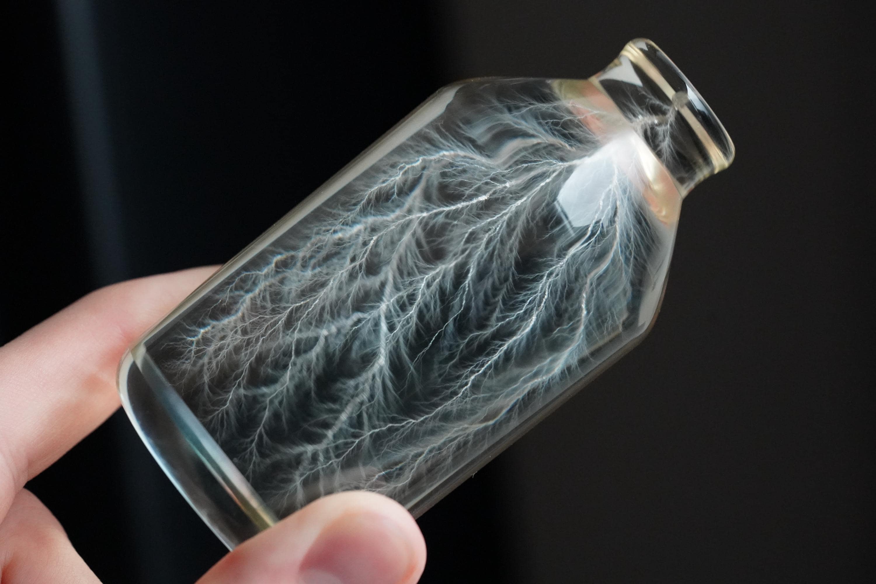 Lightning in a Bottle Acrylic Lichtenberg Figure Physics Sculpture