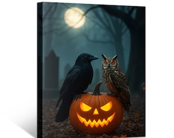 Framed Halloween Canvas Wall Art: Home Office Wall Decor