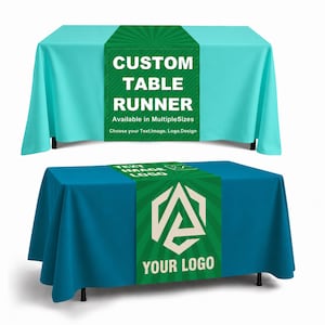 Custom Business Logo Table Runner, Trade Show Vendor Booth Display Polyester Runner
