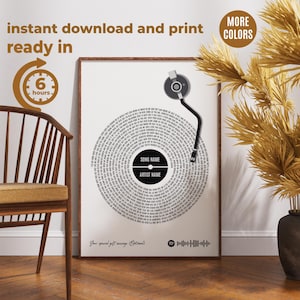 Impressão de letras de vinil personalizadas, pôster de música personalizado, presente de música personalizável, presente de aniversário, presente de música, dança de música de casamento, arte de parede