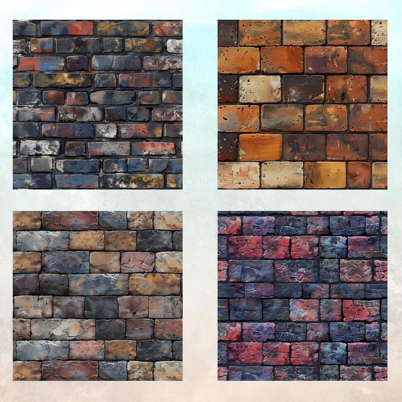 Old Brick Seamless Pattern: Printable Digital Scrapbook Paper (300dpi ...