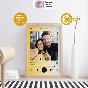 Individuell angefertigtes Musik Poster – Personalisiertes Digital Foto und Song Poster mit scannbarem Code für Paare, Familien, besondere Geschenke, druckbare Wandkunst