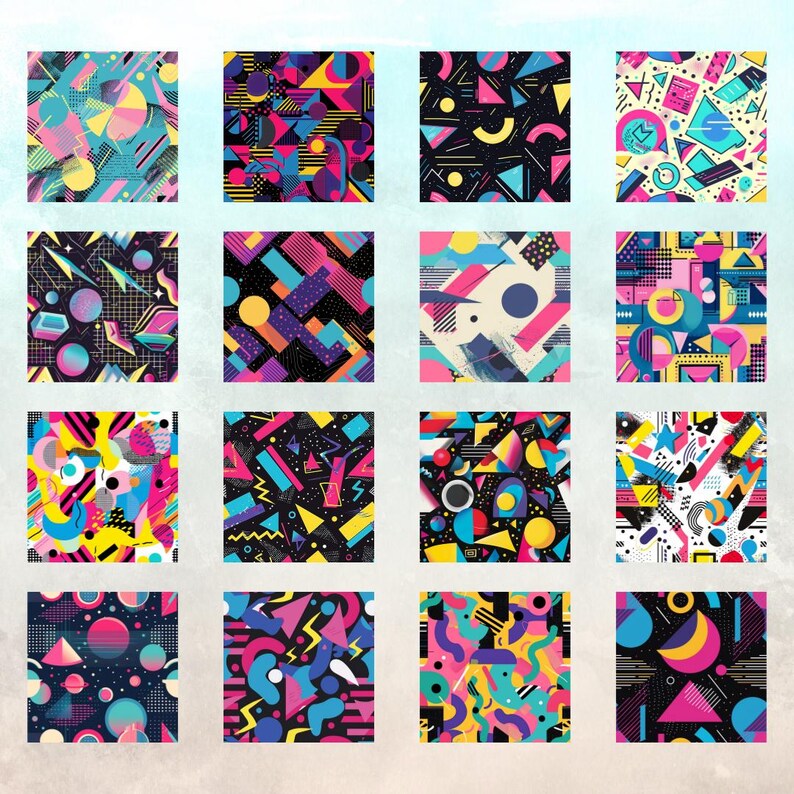 80s Art Pattern Digital Papers: Printable Scrapbook Paper (300dpi) - Etsy