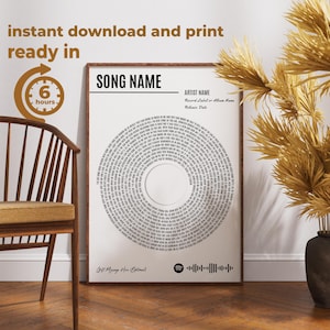 Impressão de letras de vinil personalizadas, pôster de música personalizado, presente de música personalizável, presente de aniversário, presente de música, dança de música de casamento, arte de parede