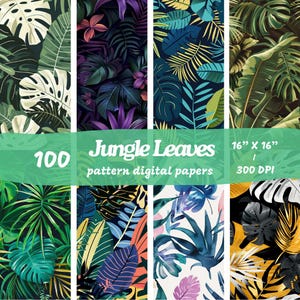 Jungle, Tropical, Forest Muster Makellose Digitale Papiere-Printable Scrapbook Papier jpg sofortiger Download kommerzielle Nutzung 100 Stück-16 '' inc-300dpi