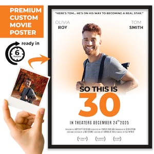Personalisiertes Filmplakat | Kundenspezifisches Filmplakat für besondere Anlässe | Geburtstagsgeschenk, Jubiläum Geschenk | Einzigartiges Filmposter | Druckbare Kunst