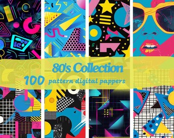 80s Party Art Digital Papers: Retro Patterns (JPG, 300dpi)