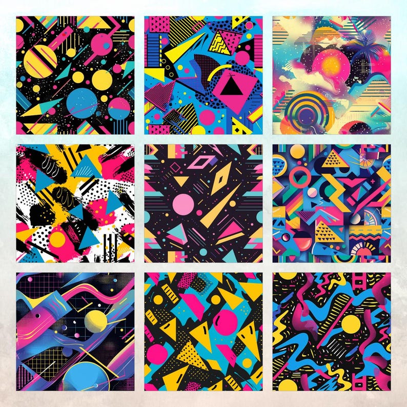 80s Art Pattern Digital Papers: Printable Scrapbook Paper (digital ...