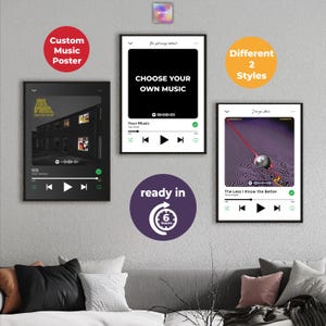 Música Personalizada. Pôster de Música - Pôster de Música Digital Personalizado com Código Escaneável para Casais, Família, Presentes Especiais, Arte de Parede Imprimível