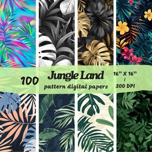 Jungle, Tropical, Forest Muster Makellose Digitale Papiere-Printable Scrapbook Papier jpg sofortiger Download kommerzielle Nutzung 100 Stück-16 '' inc-300dpi