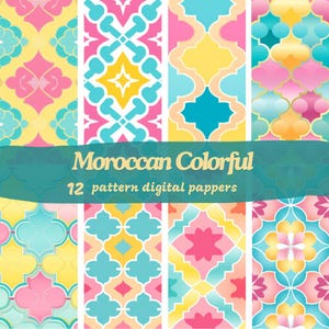 Carta digitale impeccabile con motivo etnico colorato marocchino senza soluzione di continuità - Carta per scrapbooking stampabile jpg download immediato uso commerciale 300 dpi
