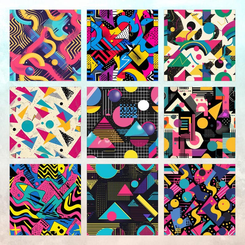 80s Art Pattern Digital Papers: Printable Scrapbook Paper (digital ...