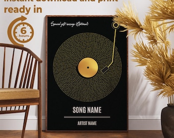 Custom Vinyl Lyrics Print, Personalised Music Poster, Customizable Music Gift, Anniversary Gift Wedding Song Dance, Valentine's Gift