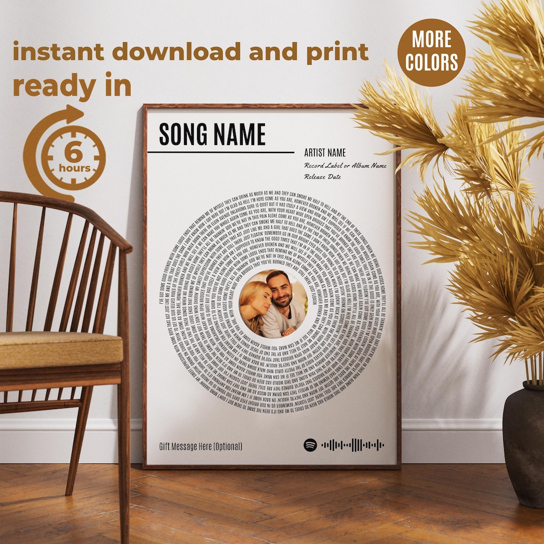 Custom Vinyl Lyrics Print, Personalized Music Poster Art, Customizable ...