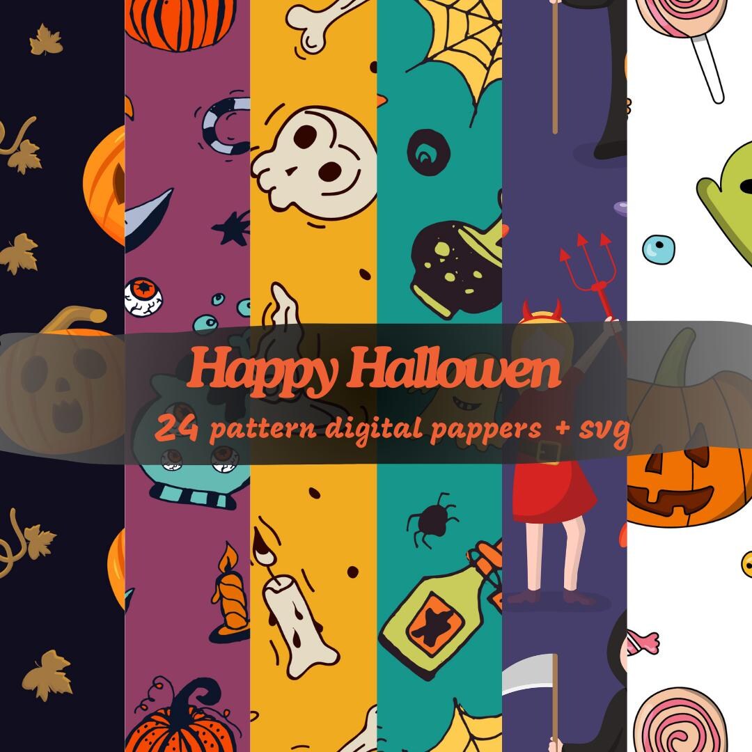 Hallowen Pattern Flawless Digital Papers - Printable Scrapbook Paper ...