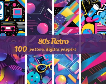 80s Retro Pattern Digital Papers: Commercial Use (Digital Download)