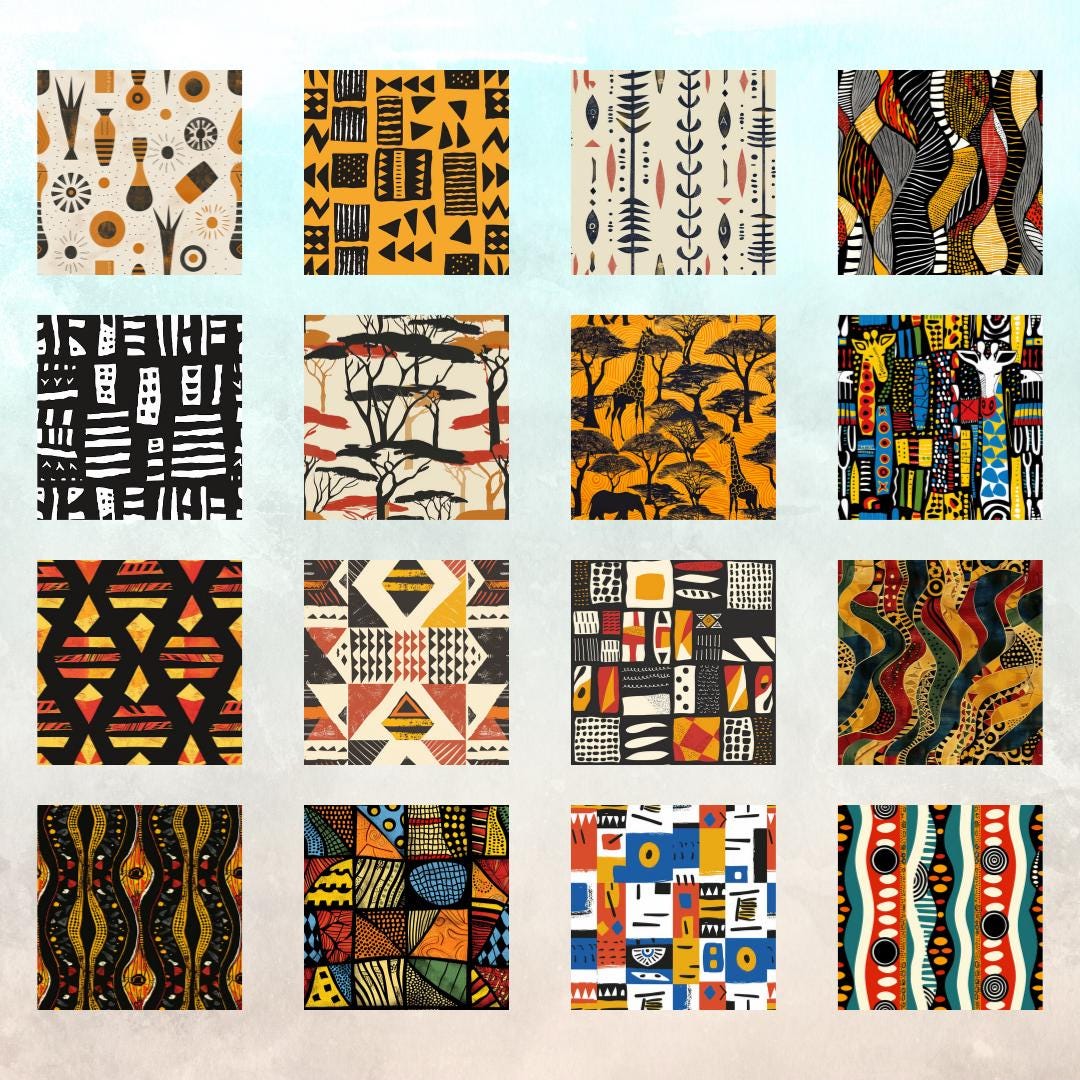 African Patterned Paper African Ethnic Pattern Digital Papers: 100-piece Set (digital Download ...
