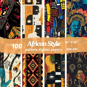 Afrikanisches Art-Muster Makellose Digital-Papiere - Druckbares Scrapbookpapier jpg sofortiger Download kommerzielle Nutzung 100stk - 16 '' x 16 '' inc -300dpi