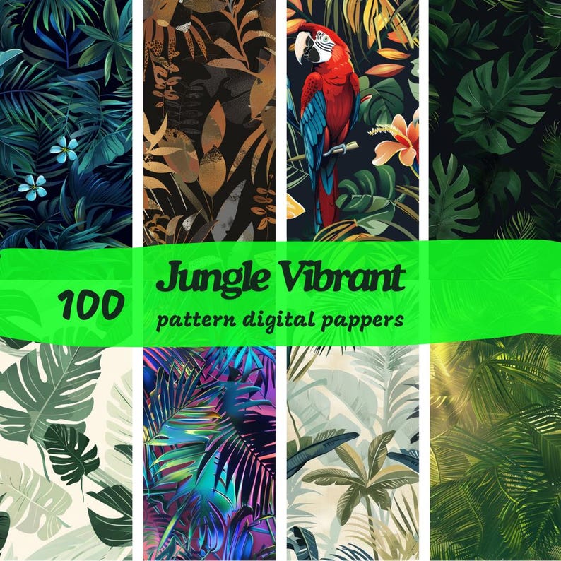 Jungle, Tropical, Forest Pattern Seamless Digital Papers Printable