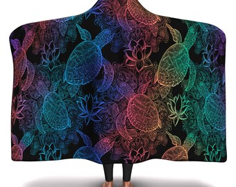 Warm and Comfy Artist Designed ROYAL JELLY Premium Hooded Blanket with Wrist Straps Silky Soft Vibrant Print