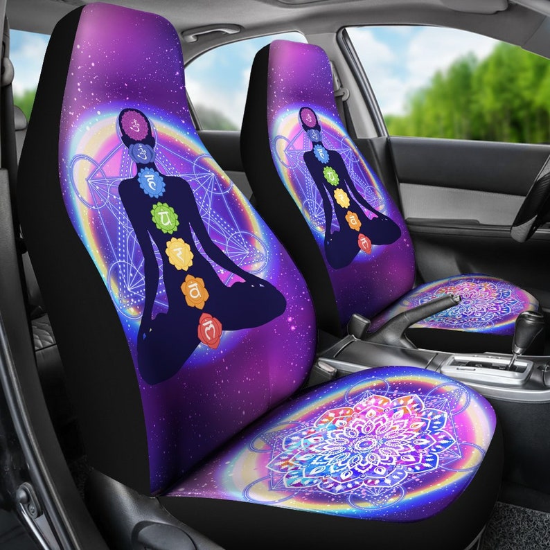 Car Seat Protector Car Seat Covers Pair 2 Front Seat Covers Car Seat Protector Car Accessory Chakra Mandala Seat Cover for Car