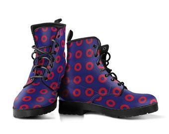 Phish Band Fishman Donuts Vegan Leather Lace Up Boots | All Season Boot | Handmade Crafted Combat Boot Lace Up Boot