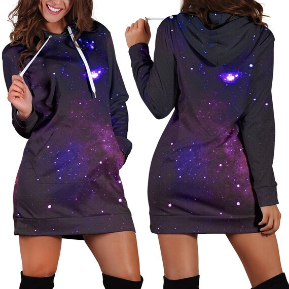 Galaxy Women's Hoodie Dress Longline 