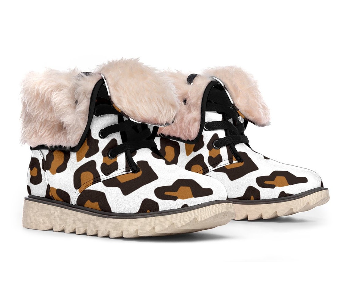 Leopard Print Polar Boots with Faux Fur Lining Winter Boots | Etsy