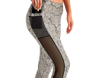 Black Rock City Yoga Leggings | Festival Pants with Mesh Pockets | Rave Pants | Burning Man Outfit