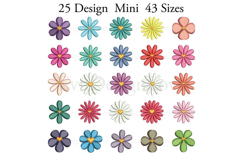 Set Mini Flowers Embroidery, Set Flowers Embroidery, Retro Mini Flowers ...
