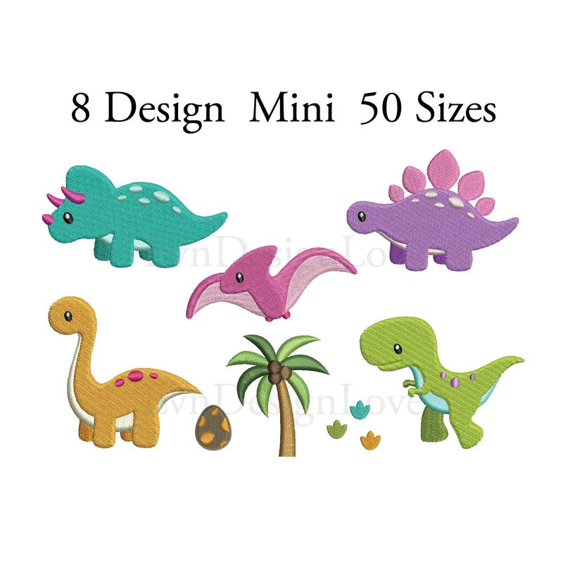 Dinosaur Embroidery Design - Etsy