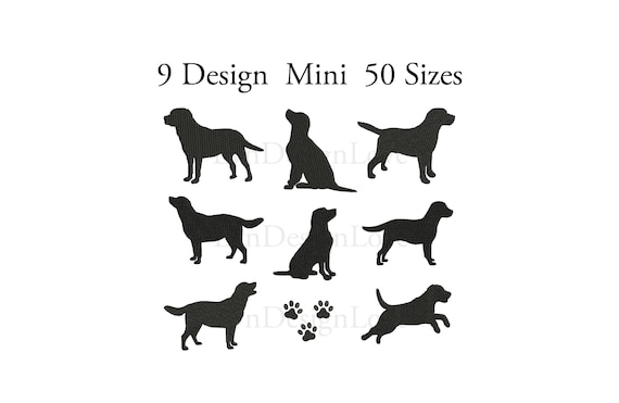 Set Mini Dog Embroidery, Set Dog Silhouette Embroidery, Mini Dog Machine, Puppy Embroidery, Mini Labrador Embroidery ,9 Mini Design 50 Sizes