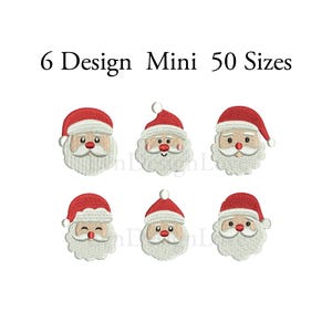 Set med mini-tomteansiktsbroderi, set med tomteansiktsbroderi, mini-tomtemaskin, julbroderi med jultomten, 6 mini-designer, 50 storlekar