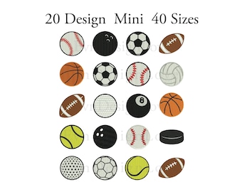 Set Mini Sports Ball Embroidery, Set Sports Embroidery, Mini Sports Ball Machine, Soccer Sports Ball Embroidery, 20 Mini Design, 40 Sizes