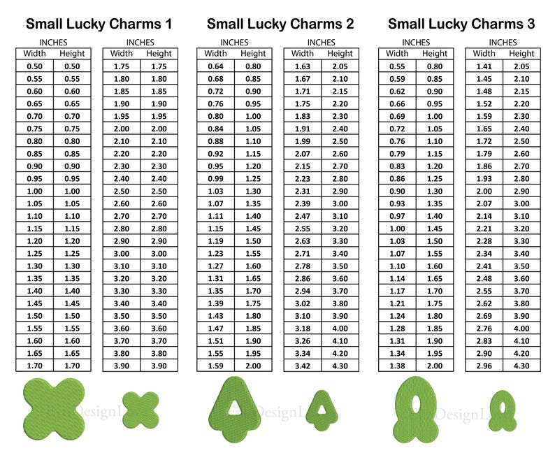 Luck Chart Set Mini Lucky Charms Embroidery, Set Lucky Charms Embroidery, Mini ...