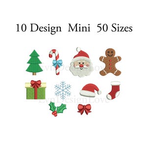 Set Mini Christmas Embroidery, Set Christmas Embroidery, Mini Christmas Machine, Mini Santa Embroidery, 10 Design Mini Christmas, 50 Sizes