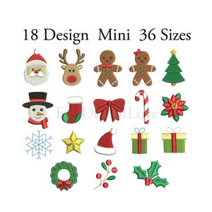 Set Mini Christmas Embroidery, Set Christmas Embroidery, Mini Christmas Machine, Santa Winter Embroidery, 18 Mini Design Christmas, 36 Sizes