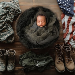 Military Newborn Patriotic Dough Bowl Backdrop
