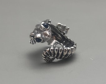 y2k vintage silver gecko ring