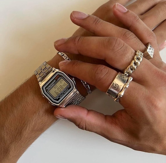 Y2k, 2000s Vintage Retro Style Silver Stainless Steel, Digital Watch, Adjustable Band, 8.5 Inches Length - Etsy Y2k, 2000s Vintage Retro Style Silver Stainless Steel, Digital Watch, Adjustable Band, 8.5 Inches Length - Etsy