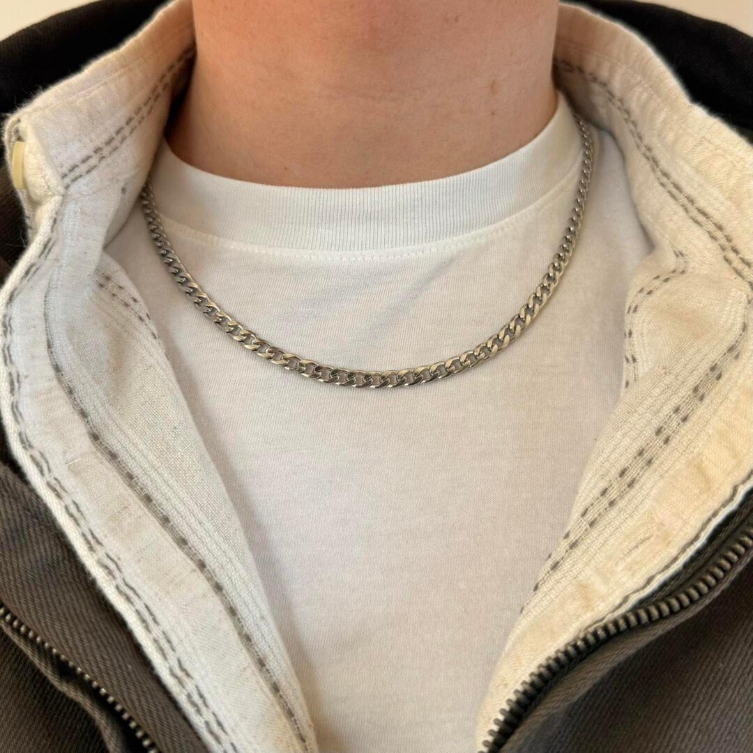 Y2K 2000s Silver 925 Cuban Chain Necklace Unisex Vintage Jewelry New - Etsy