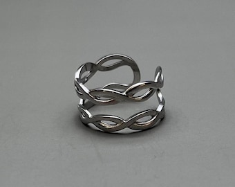 Y2K Silver Coil Wrap Ring Adjustable Unisex 2000s Jewelry Vintage Style
