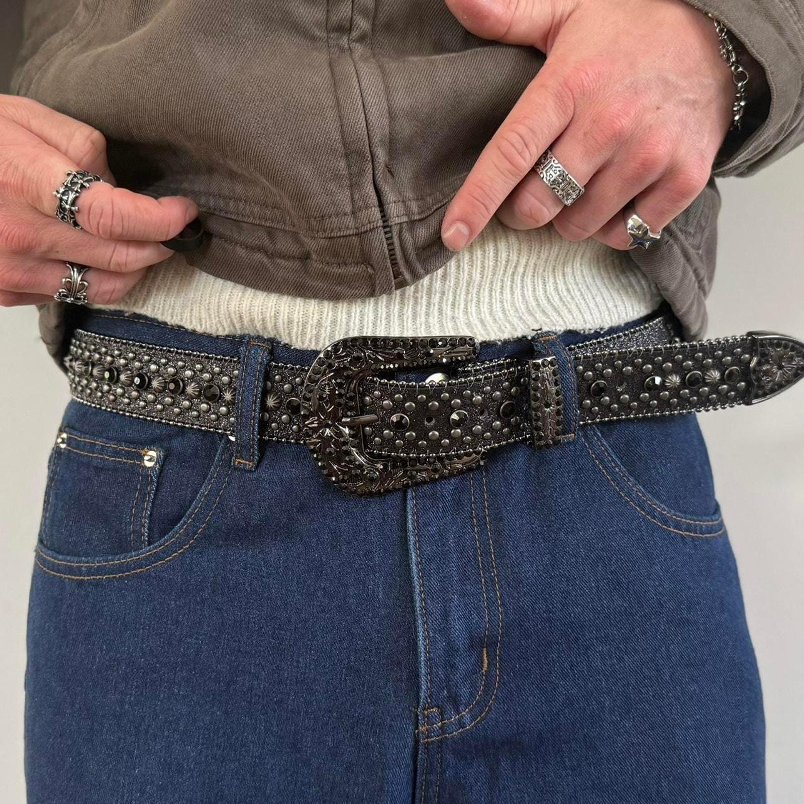 Y2k Rhinestone Belts - Etsy