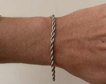Y2K Silver Rope Chain Bracelet Minimalist Jewelry Unisex Dainty Modern Accessory