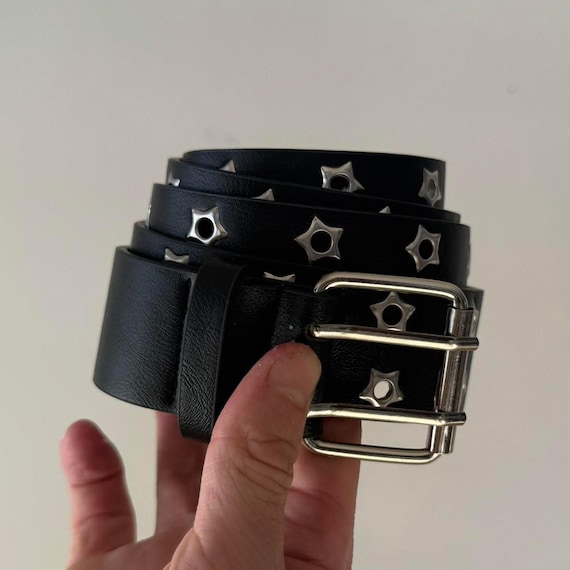 Y2K Star Studded Black Silver Belt – Grunge Goth Emo Skater Unisex