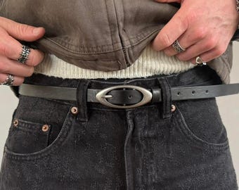 Black Silver Star Studded Belt Unisex Boho American Style 41.5" Long