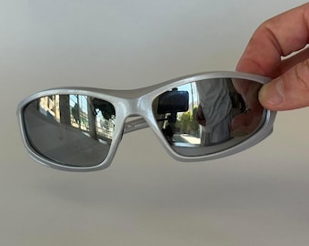 Y2K Vintage Silver Sunglasses Slim Rectangle Unisex UVA UVB Protection New