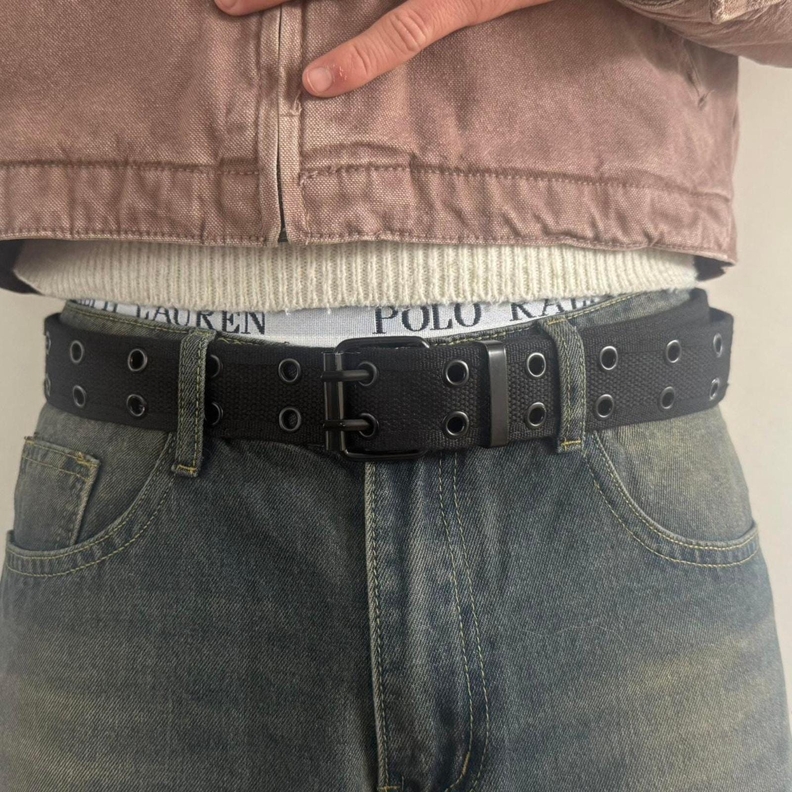 Grommet Belt Double Hole Grommets Canvas Web Belts Men Or Women - Main Image