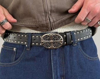 Vintage style crome cross studded